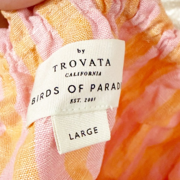 Birds of Paradise Trovata Brigette Creamsicle Stripe Pink Crop Bra Ruffle Top L - Picture 5 of 8